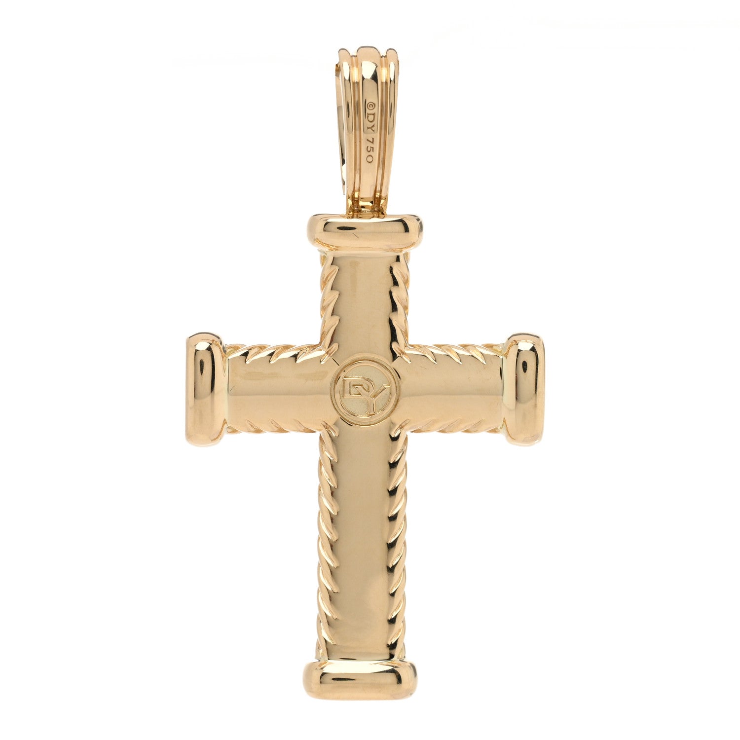 David Yurman 18K Yellow Gold Diamond Chevron Cross Pendant 3 of 4