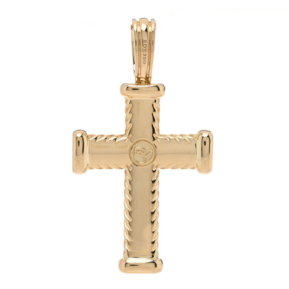 David Yurman 18K Yellow Gold Diamond Chevron Cross Pendant 3 of 4