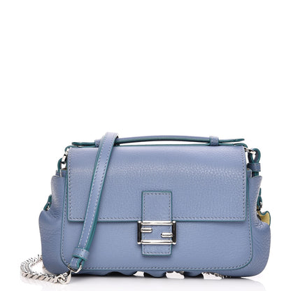 Fendi Vitello Dolce Waves Tri-Color Micro Double Baguette Ceruleo Bordeaux Banana 1 of 9