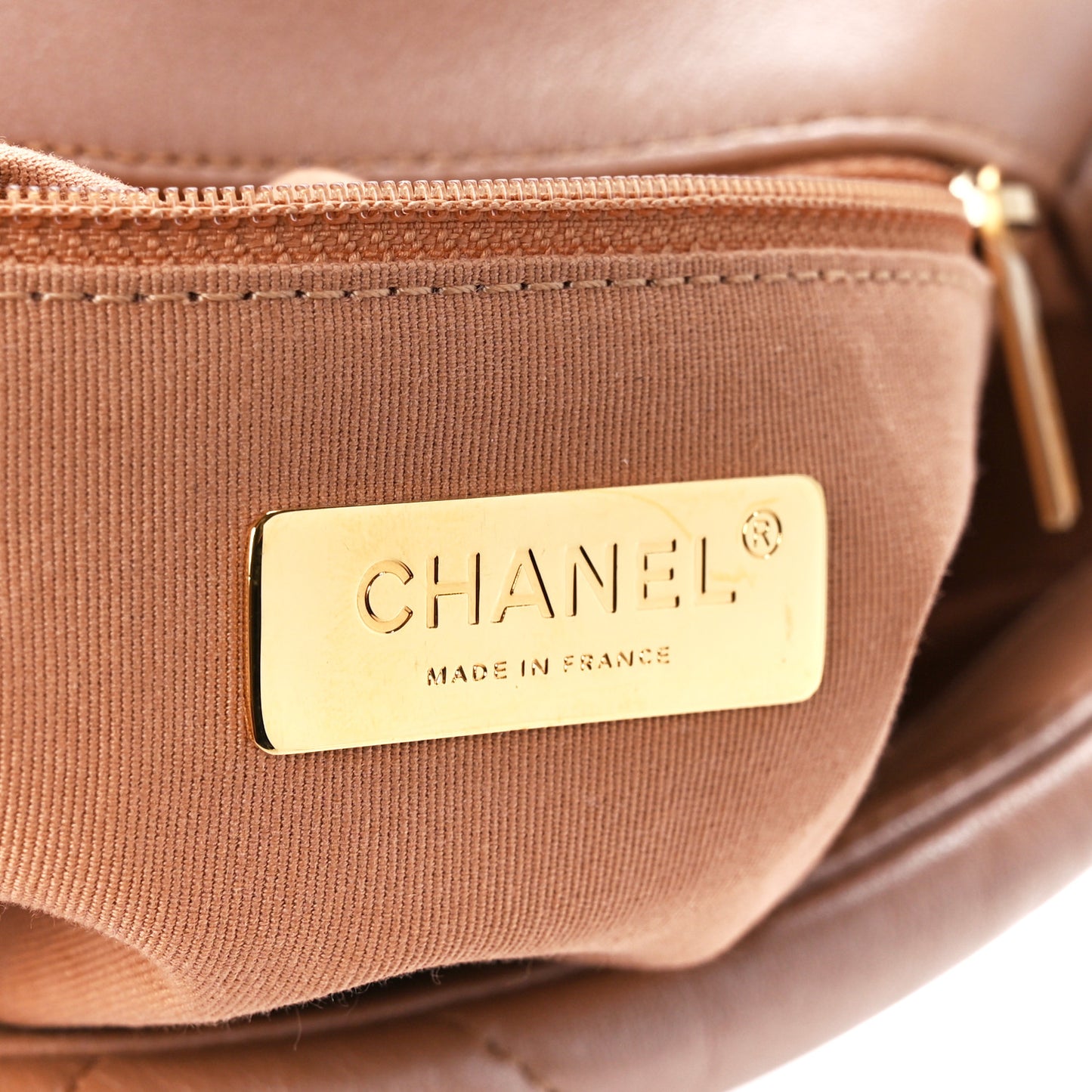 Shiny Lambskin Quilted Medium Chanel 19 Flap Beige