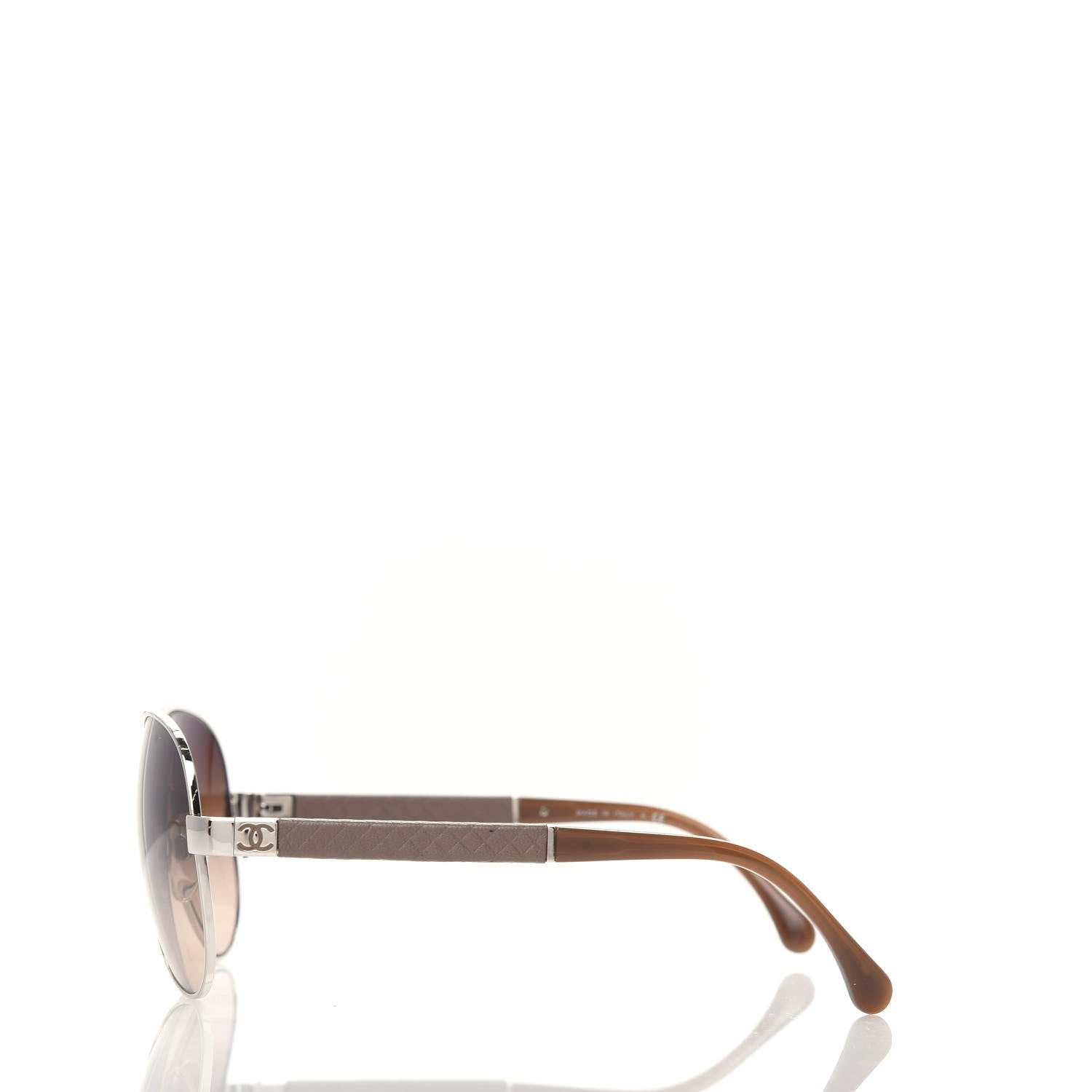 Chanel Lambskin Quilted CC Aviator Sunglasses 4195-Q Brown Gold 3 of 8