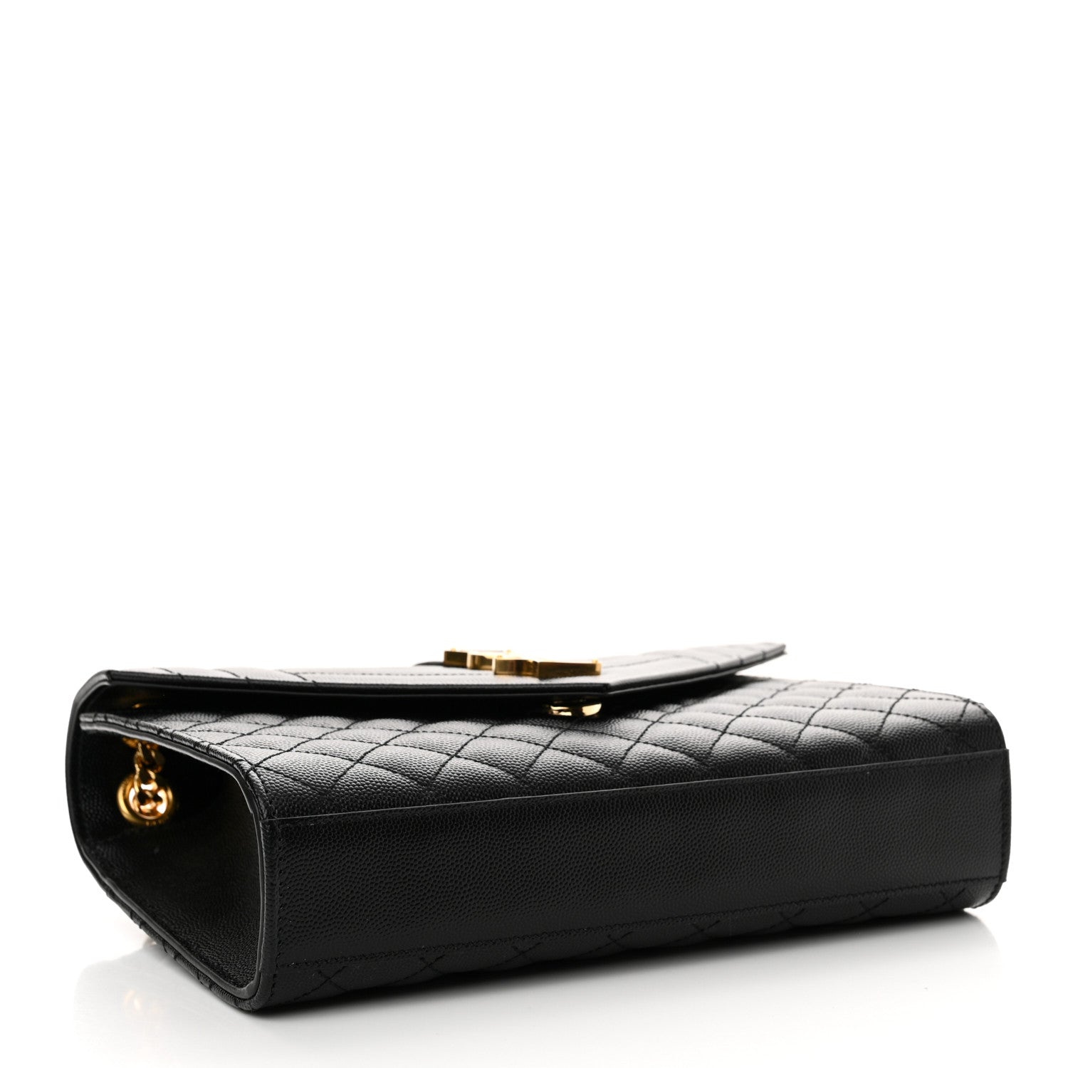 Saint Laurent Grain De Poudre Textured Mixed Matelasse Triquilt Medium Monogram Satchel Black 4 of 12
