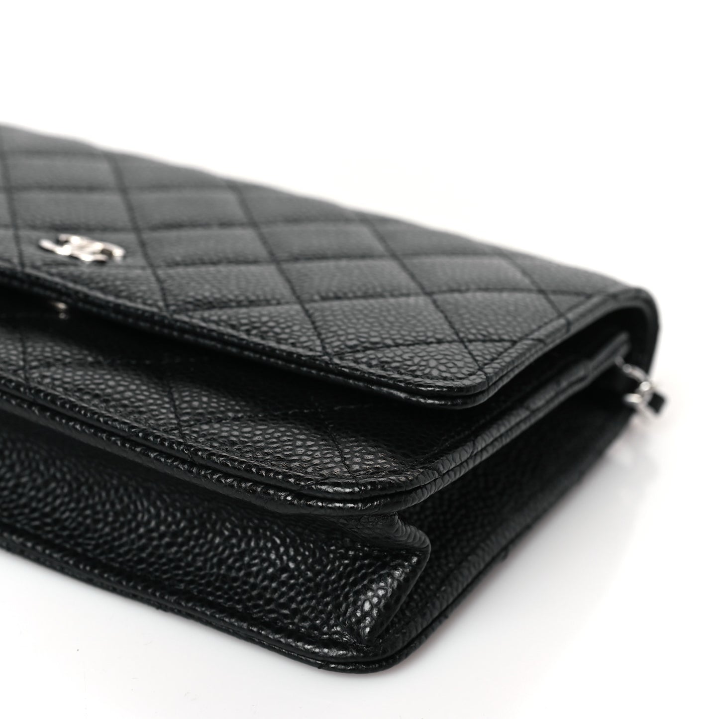Caviar Quilted Wallet on Chain WOC Black