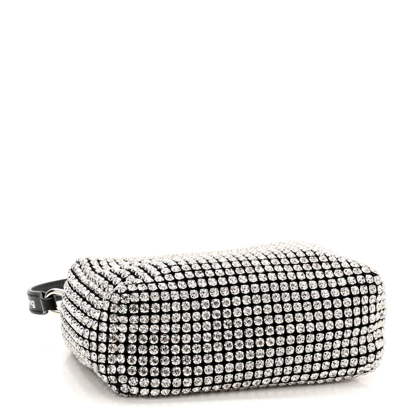 Mesh Crystal Rhinestone Mini Heiress Pouch Black Silver