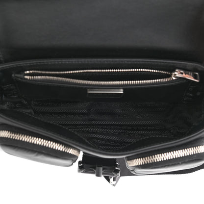 Prada Re-Nylon Spazzolato Double Pocket Buckle Shoulder Bag Black 5 of 11