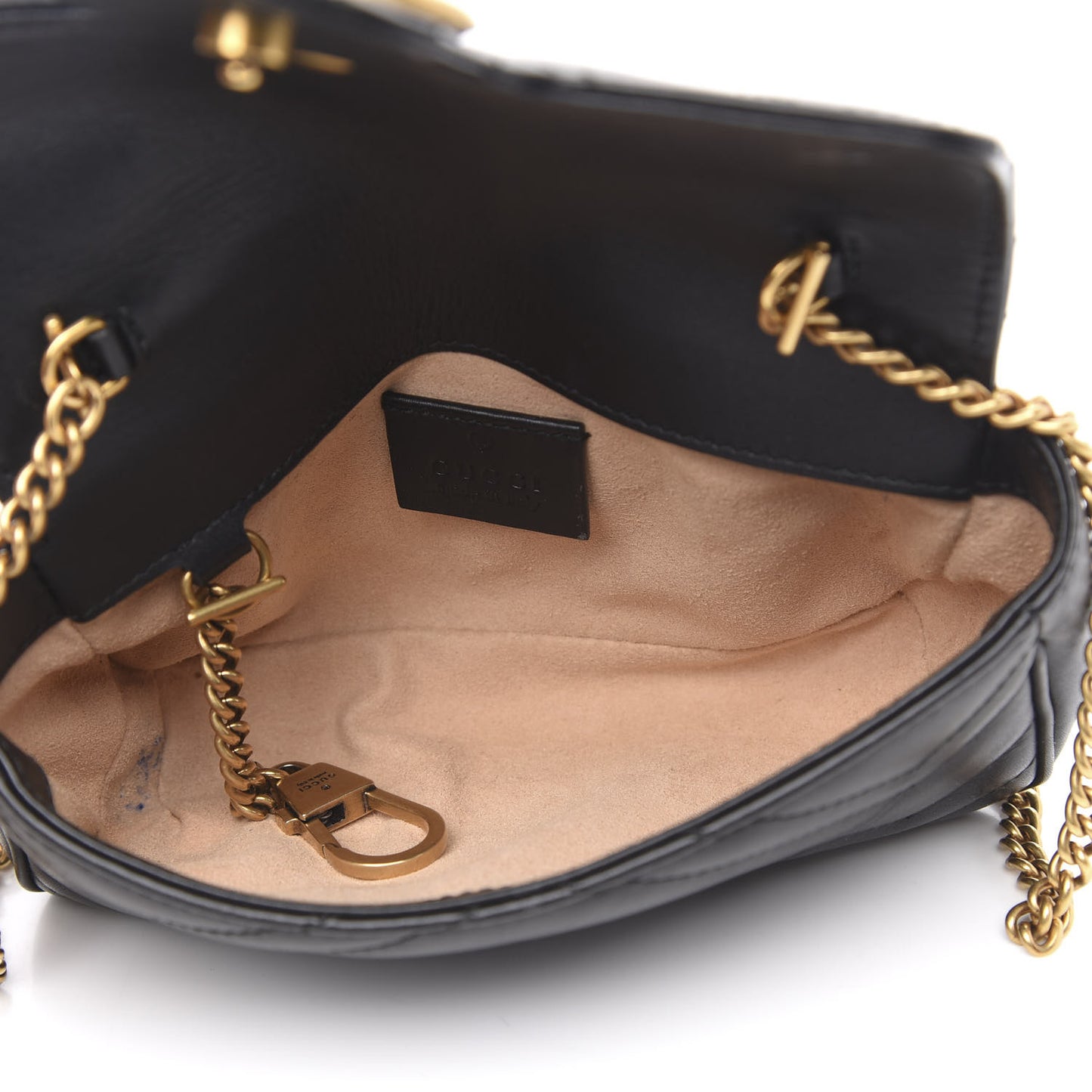 Calfskin Matelasse Super Mini GG Marmont Shoulder Bag Black