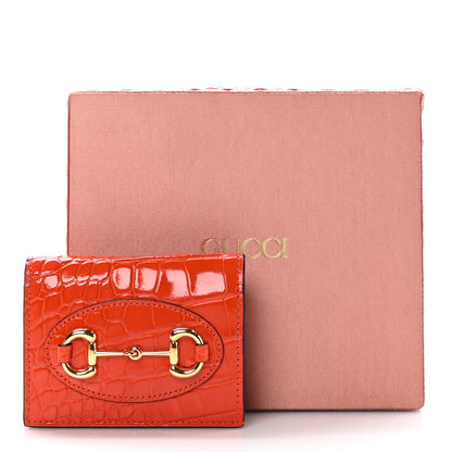 Gucci Boarded Plutone Crocodile Horsebit 1955 Card Case Wallet Sun Orange 10 of 10