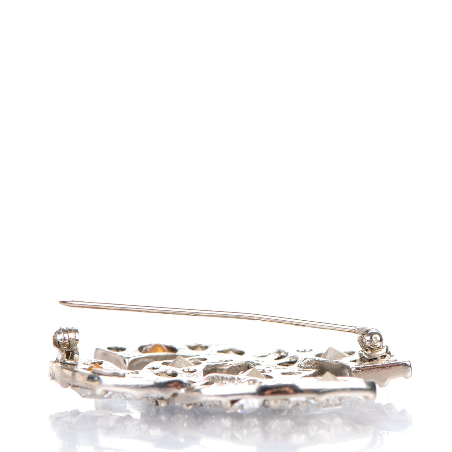 Crystal Large CC Brooch Silver