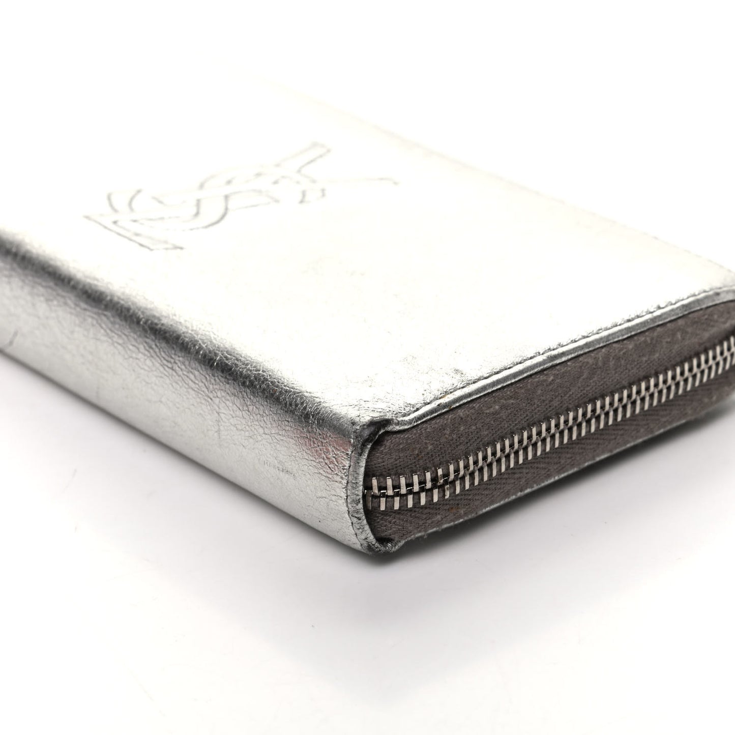 Metallic Calfskin Belle De Jour Zip Around Wallet Moon