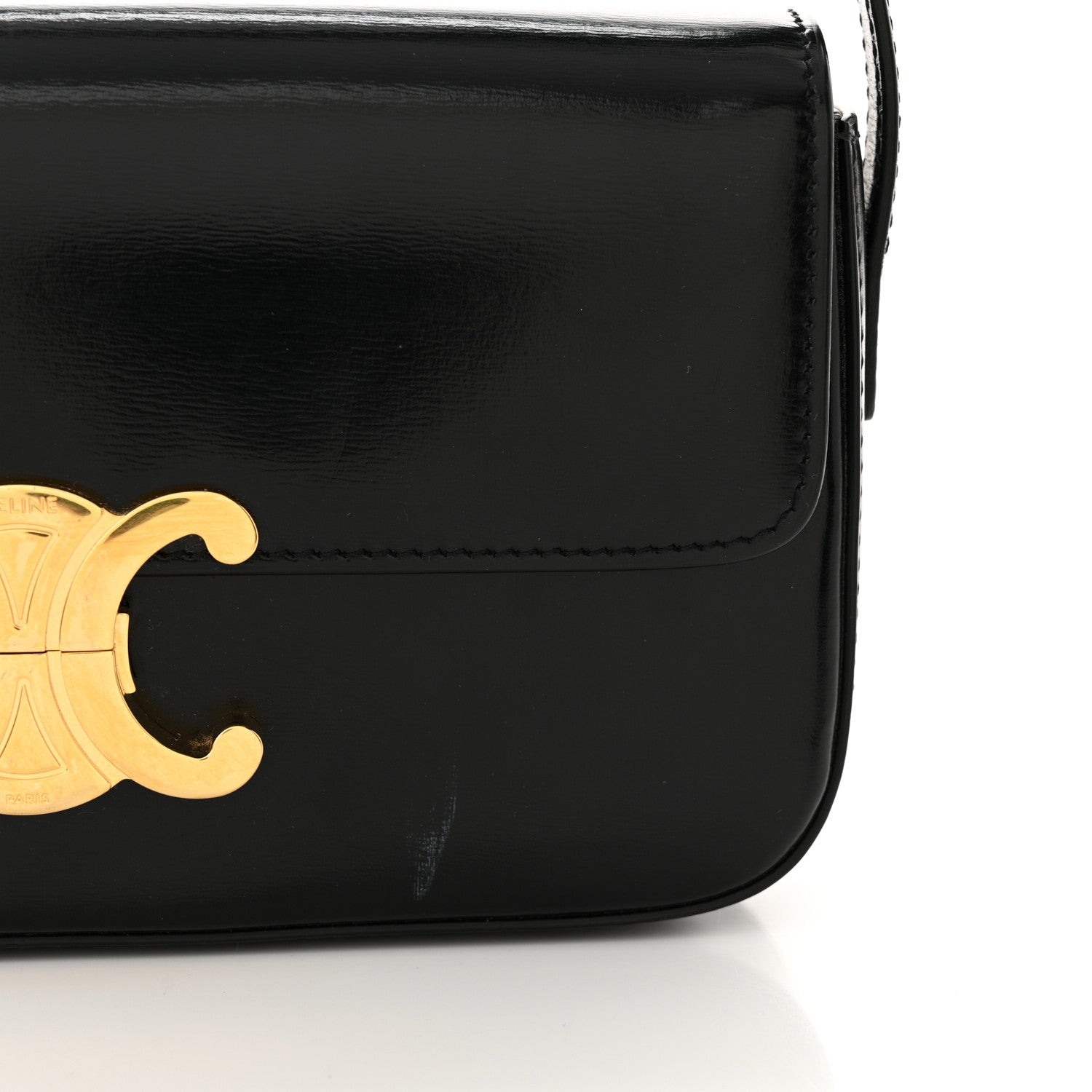 Celine Shiny Calfskin Triomphe Shoulder Bag Black 12 of 12