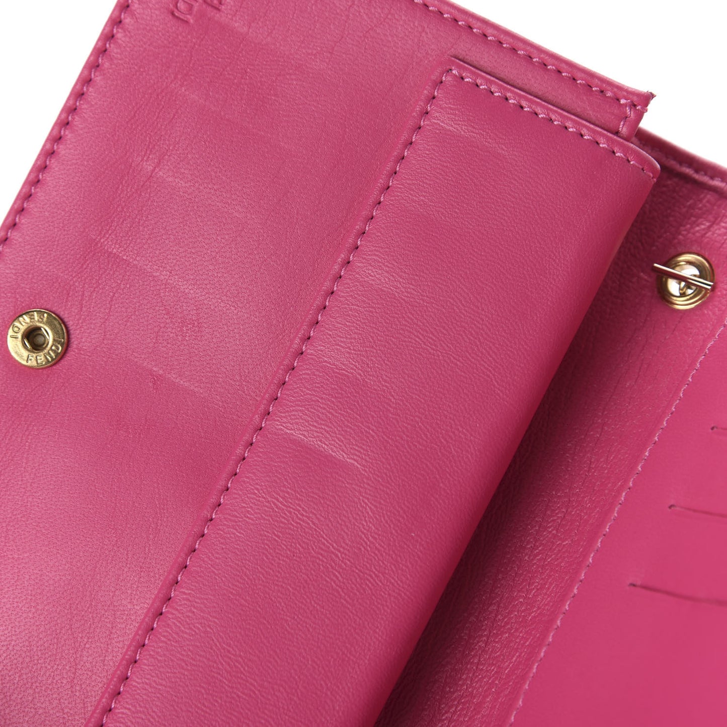 Nappa Logo Embossed Wallet On Chain Fuxia