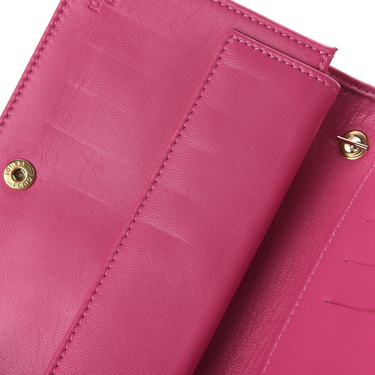 Fendi Nappa Logo Embossed Wallet On Chain Fuxia 13 of 13
