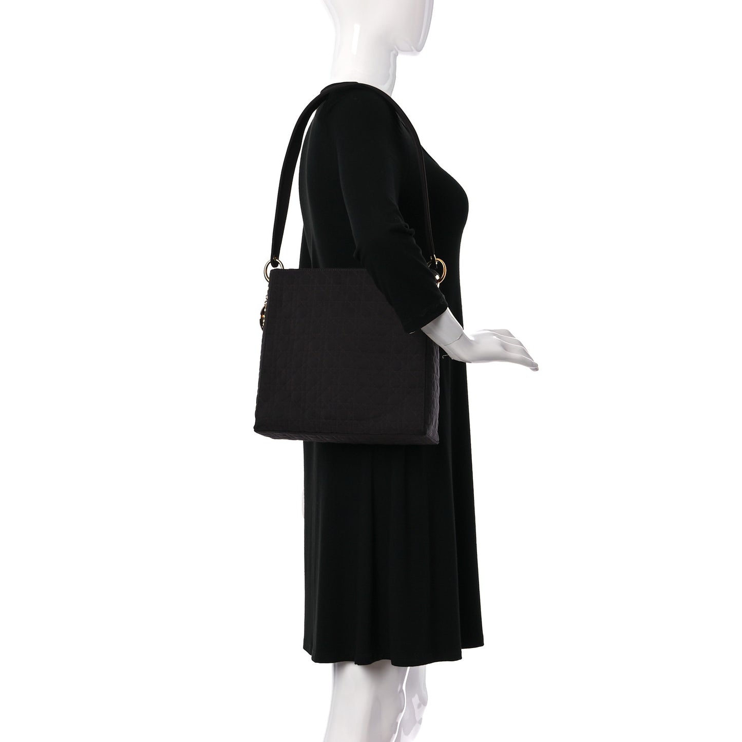 Nylon Cannage Shoulder Bag Marron Fonce