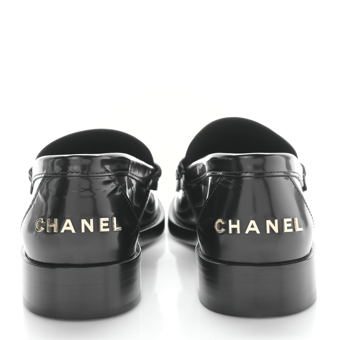 Shiny Calfskin Logo Loafers 39 Black