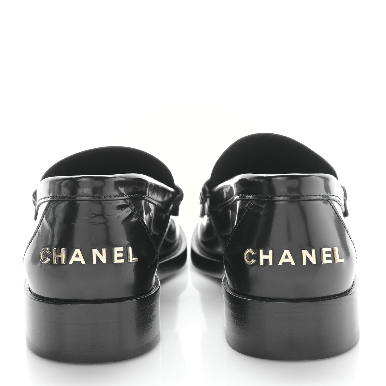Chanel Shiny Calfskin Logo Loafers 39 Black 5 of 9