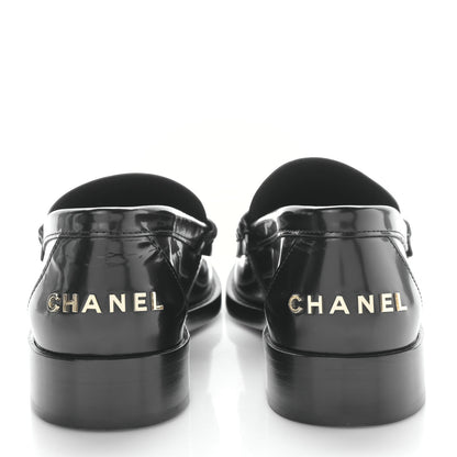 Chanel Shiny Calfskin Logo Loafers 39 Black 5 of 9