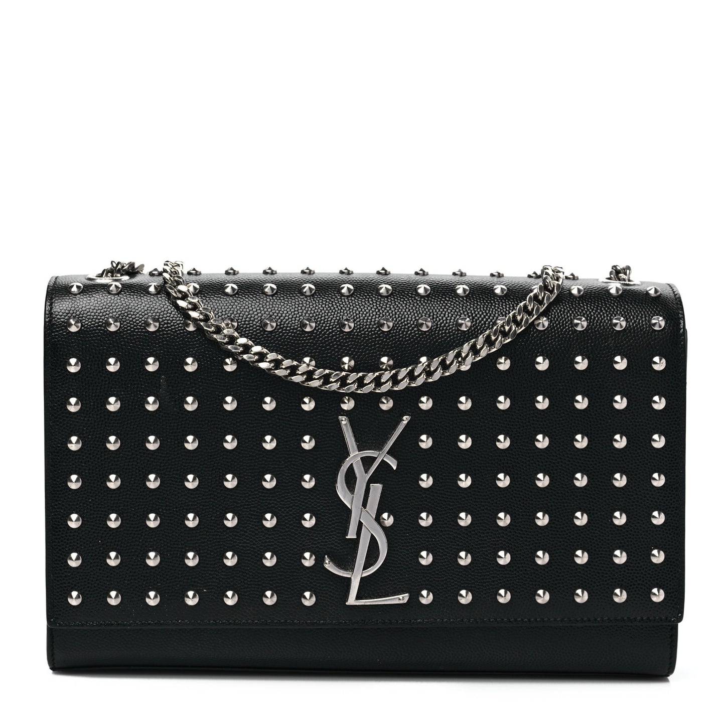 Grain De Poudre Studded Medium Monogram Kate Satchel Black
