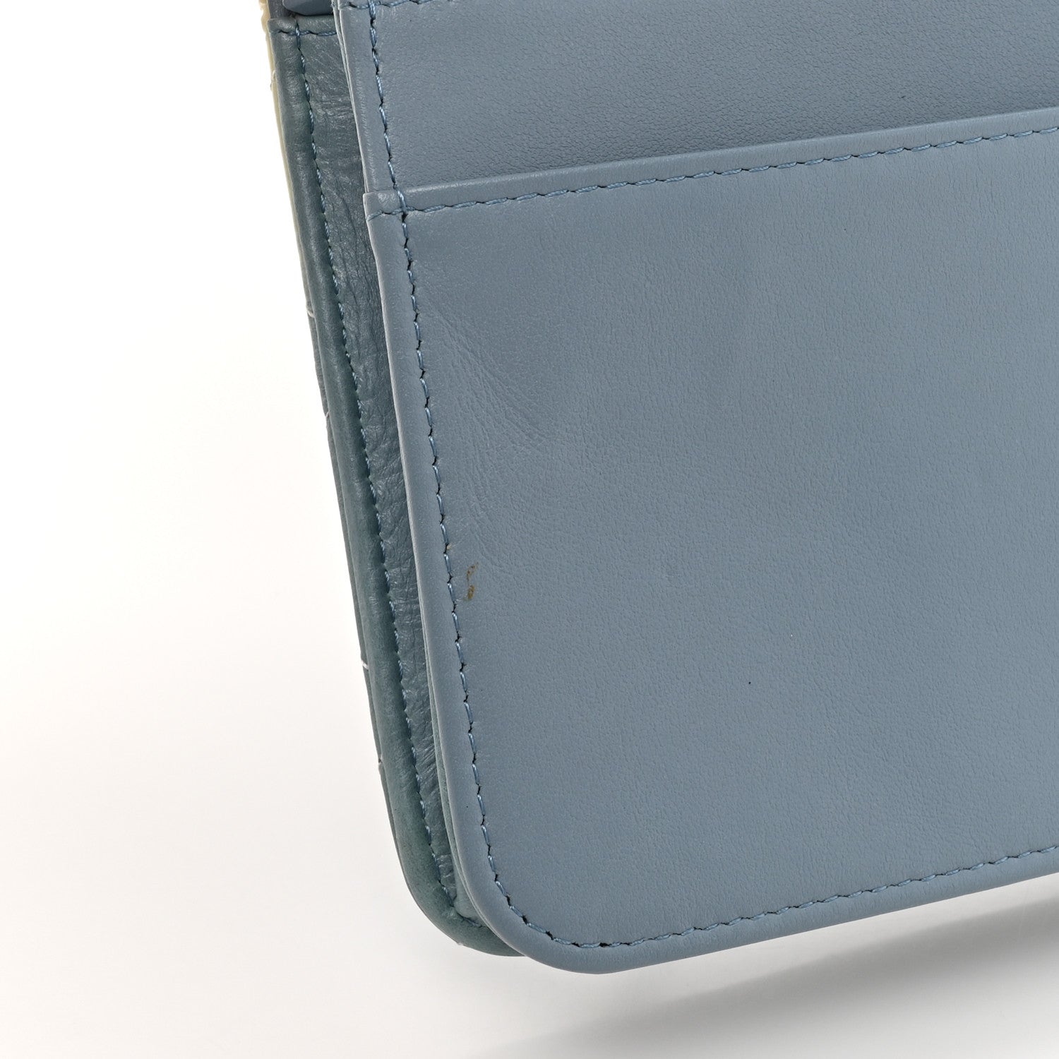 Chanel Faded Patent Calfskin Quilted Wallet on Chain Blue 13 of 17