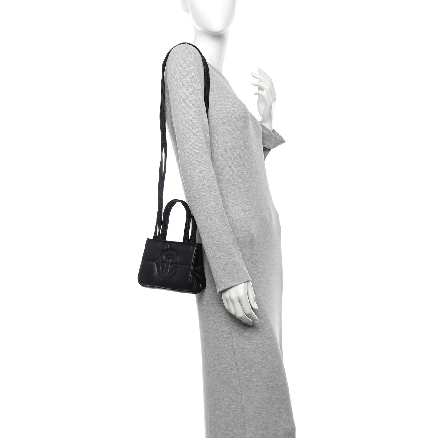 Nylon Small Puff Shopping Bag Black