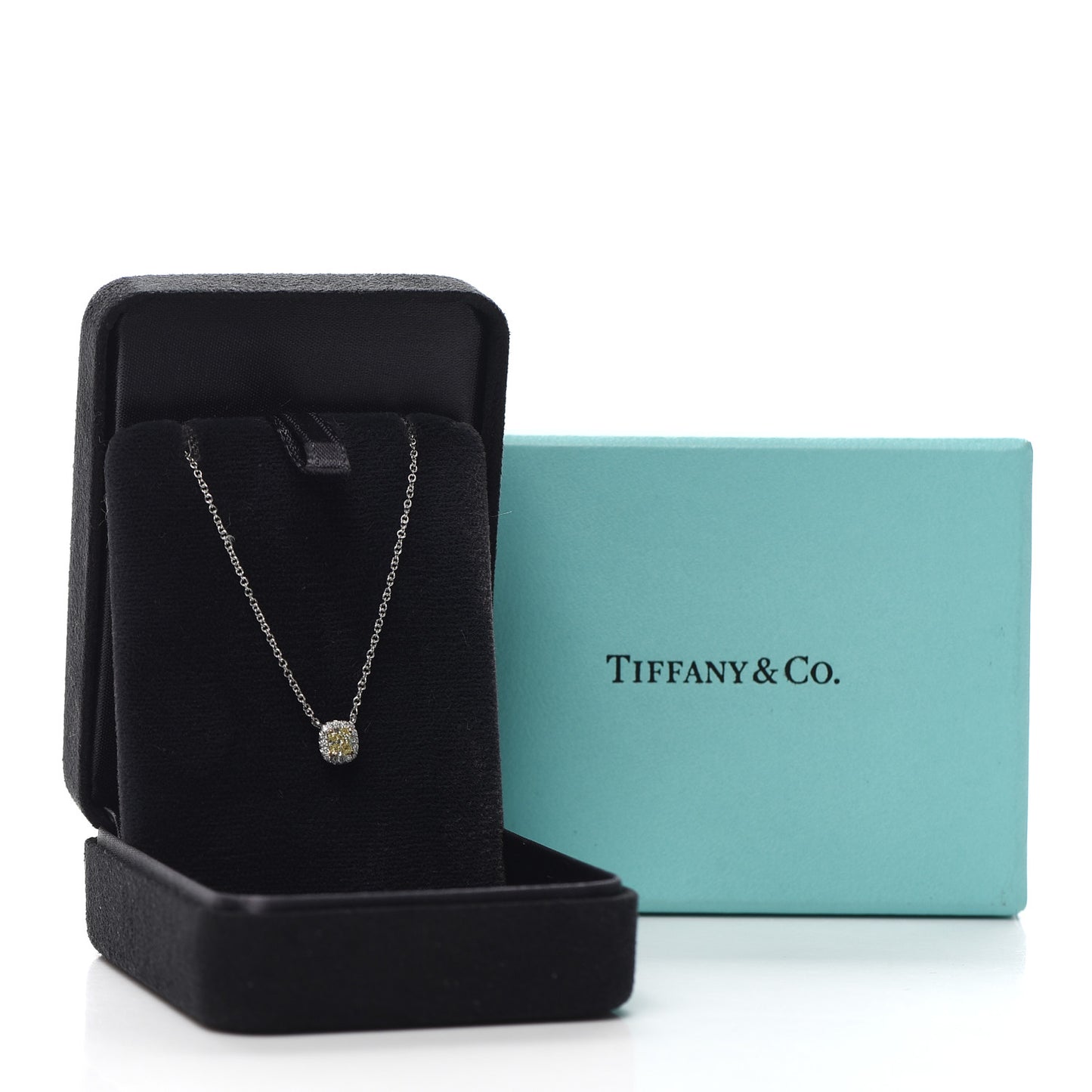 Platinum 18K Yellow Gold Fancy Yellow Diamond .23ct Soleste Pendant Necklace