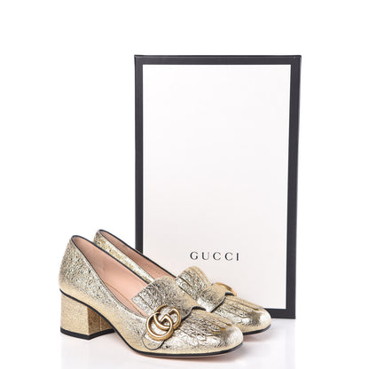 Gucci Galassia GG Marmont Fringe 50mm Loafer Pumps 35.5 Platino 9 of 9