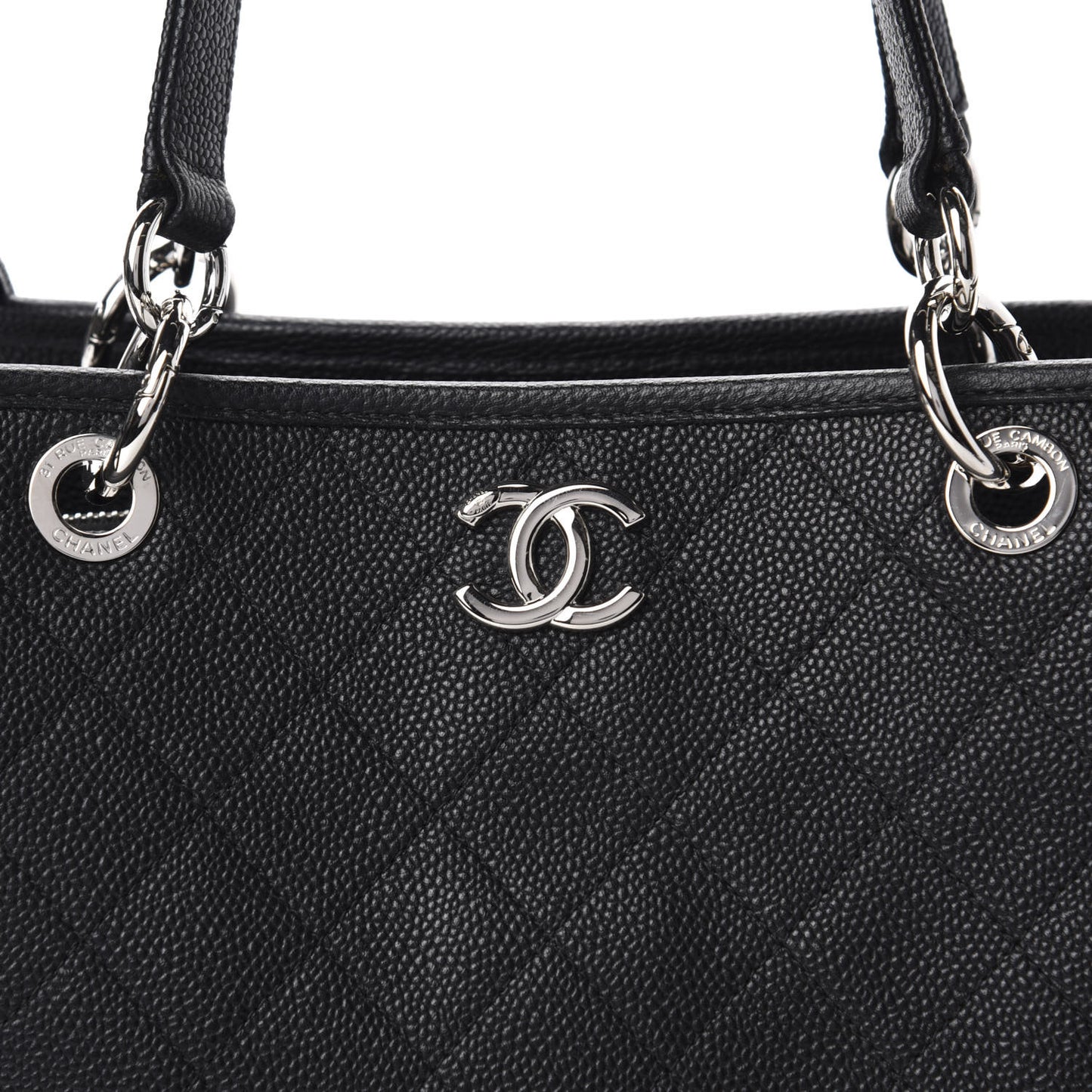 Caviar Stitched Shopping Tote Black
