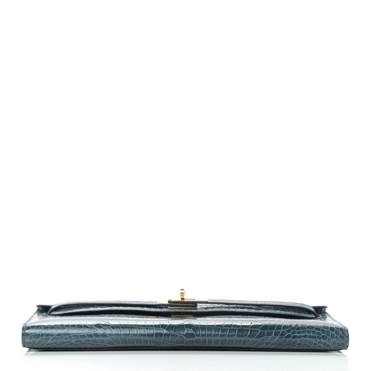 Shiny Porosus Crocodile Kelly Cut Pochette Colvert