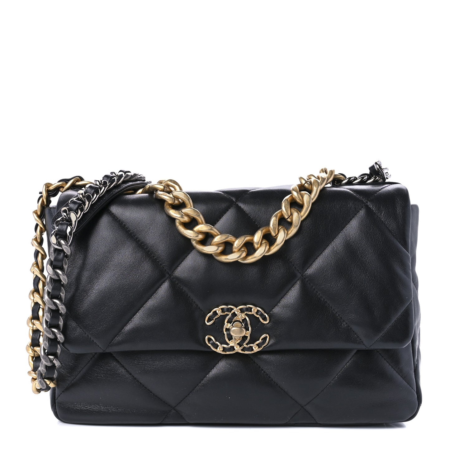 Lambskin Quilted Large Chanel 19 Flap Black