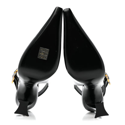 Saint Laurent Vernice Gloss Dune 110 Slingback Pumps 38 Black 7 of 12