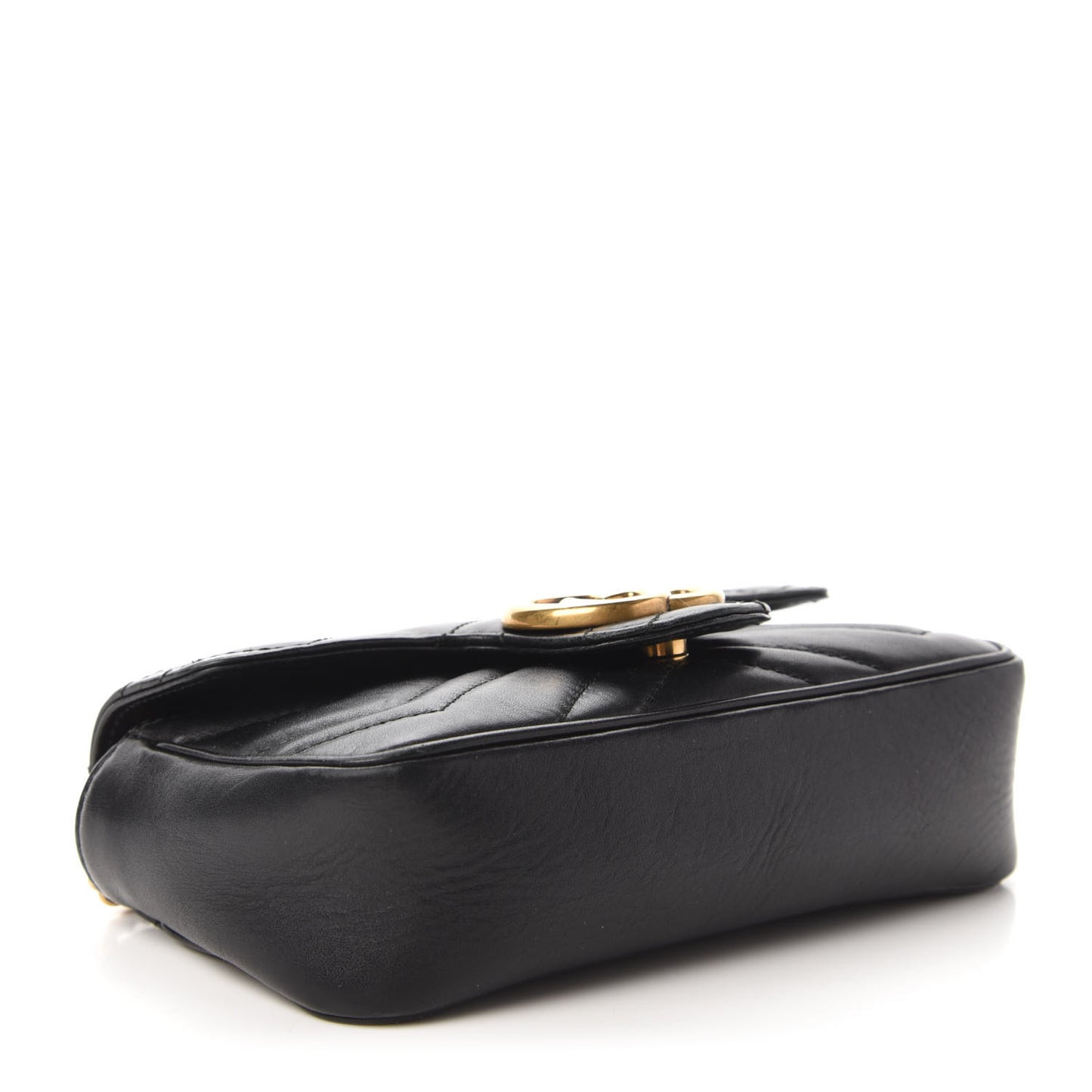 Calfskin Matelasse Super Mini GG Marmont Shoulder Bag Black