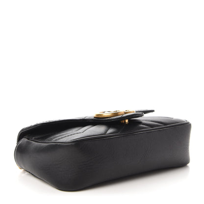 Gucci Calfskin Matelasse Super Mini GG Marmont Shoulder Bag Black 4 of 11