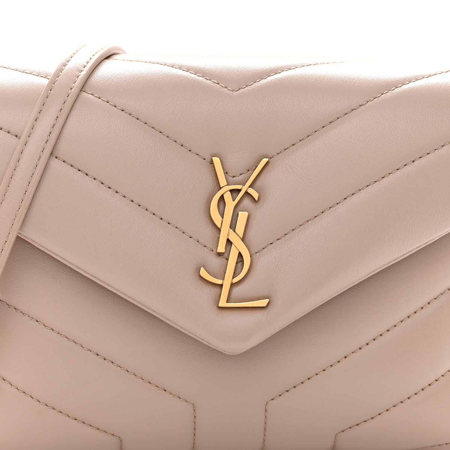 Saint Laurent Calfskin Y Quilted Monogram Toy Loulou Crossbody Bag Nude Powder 9 of 11