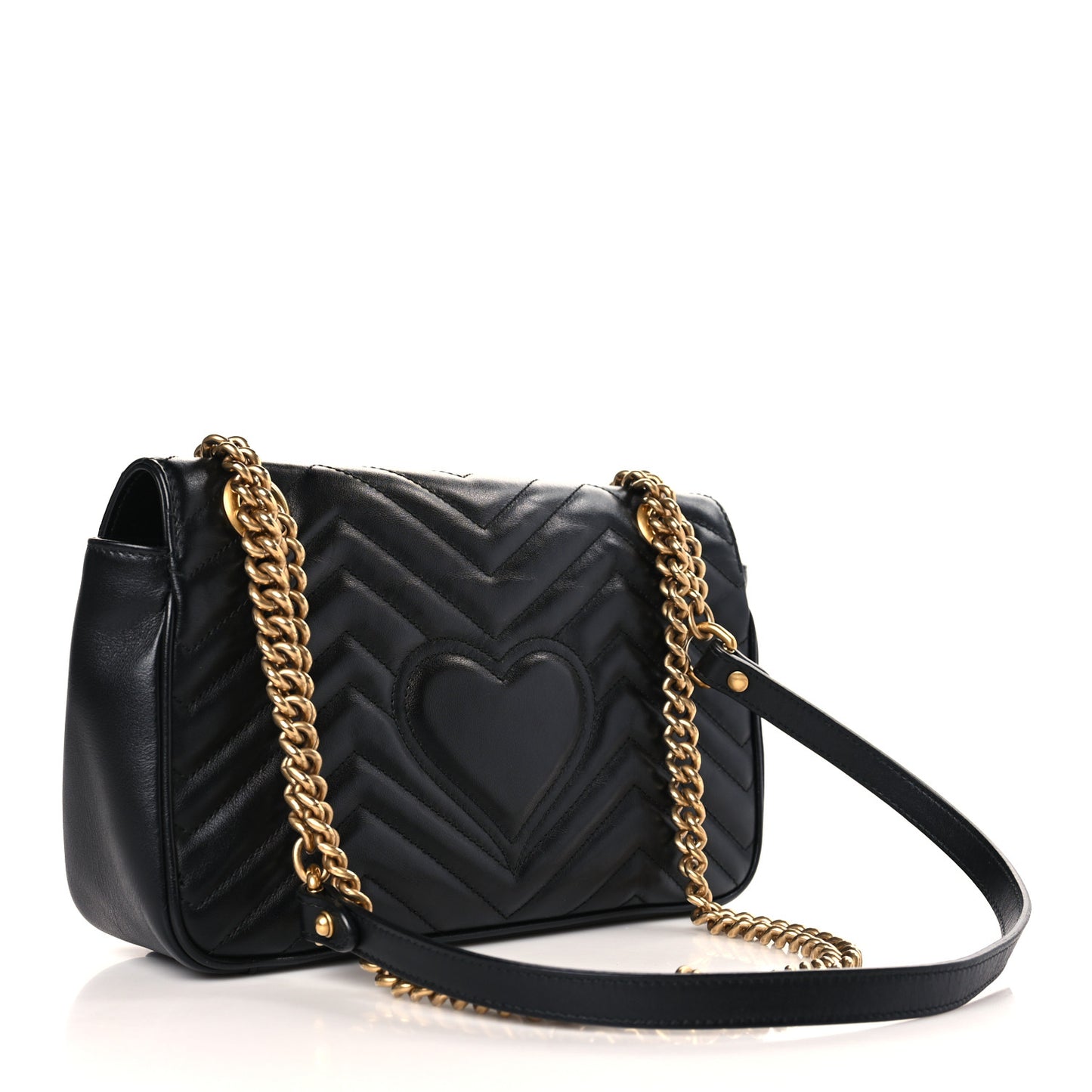 Calfskin Matelasse Small GG Marmont Shoulder Bag Black