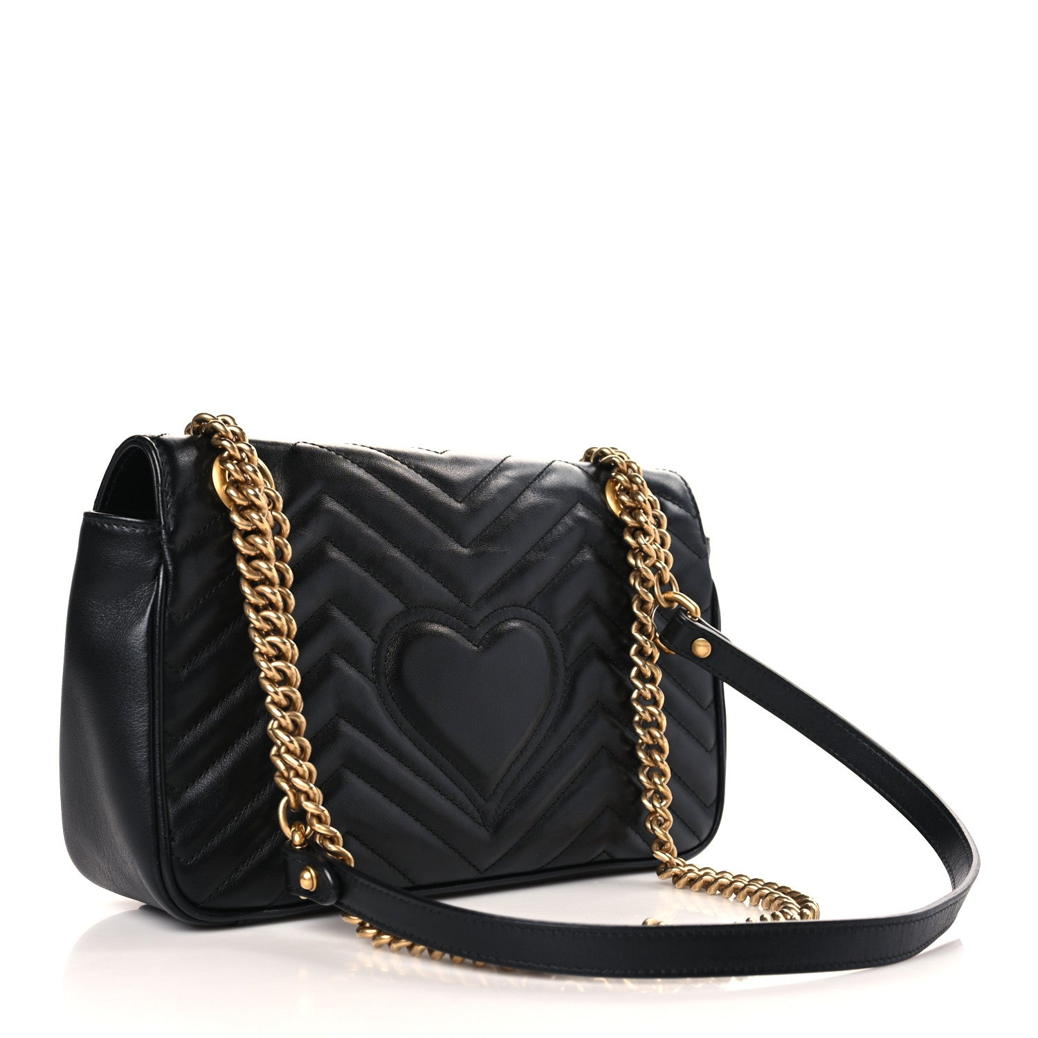 Gucci Calfskin Matelasse Small GG Marmont Shoulder Bag Black 3 of 9