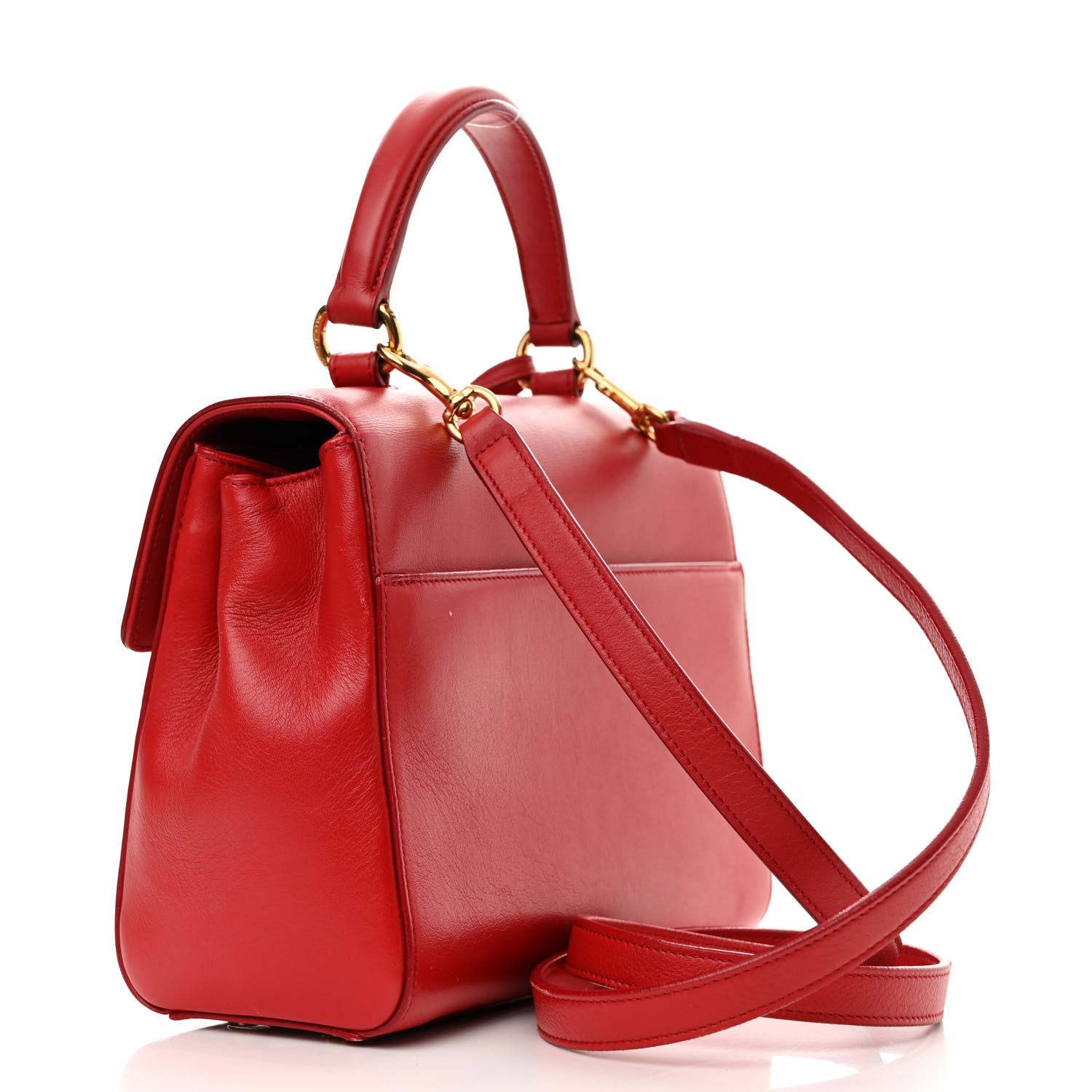 Saint Laurent Grained Calfskin Small Moujik Top Handle Bag Red 3 of 14