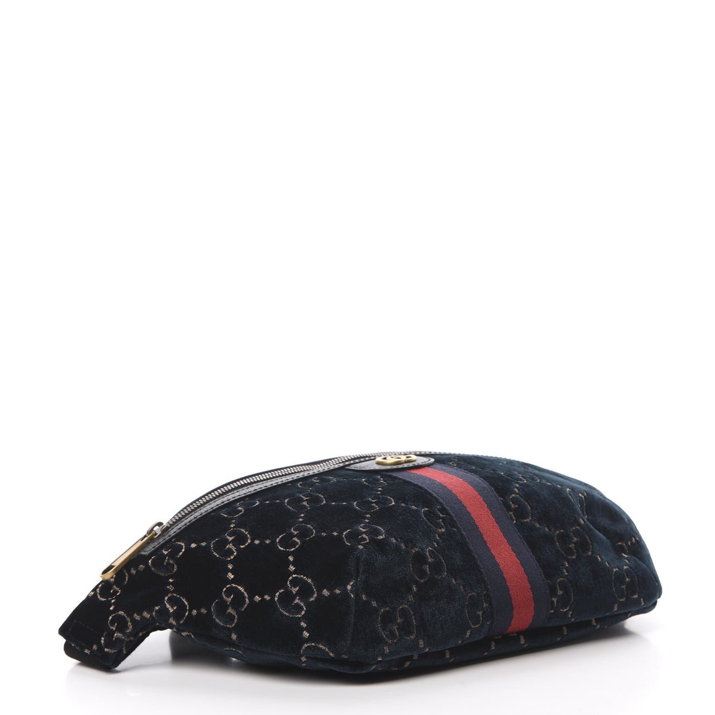 Velvet GG Monogram Web Belt Bag Blue Beige