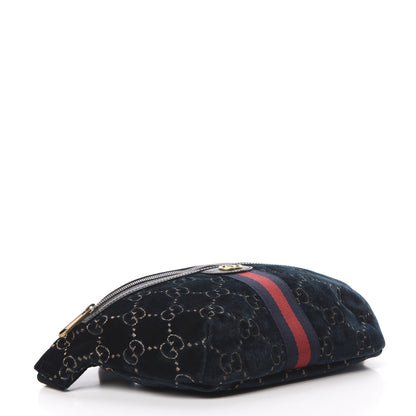 Gucci Velvet GG Monogram Web Belt Bag Blue Beige 4 of 10