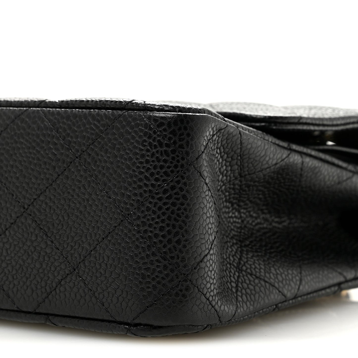 Caviar Quilted Medium Double Flap Black Black