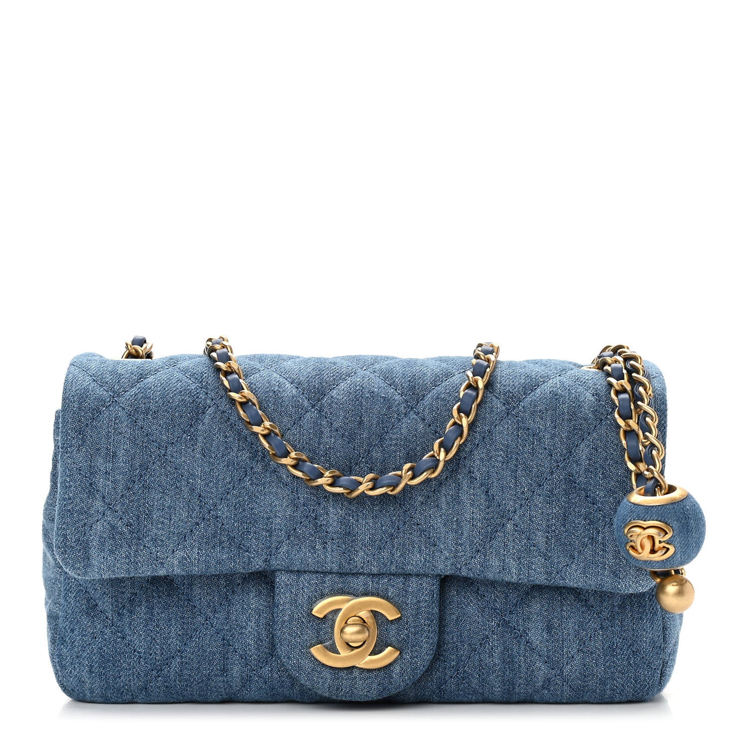 Chanel Denim Quilted Mini Pearl Crush Rectangular Flap Blue 1 of 18