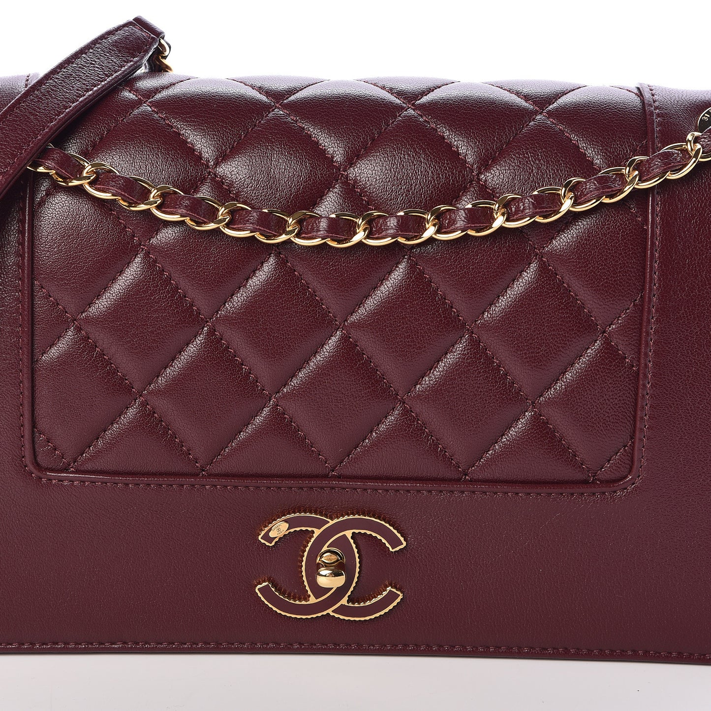Sheepskin Quilted Vintage Mademoiselle Flap Dark Red