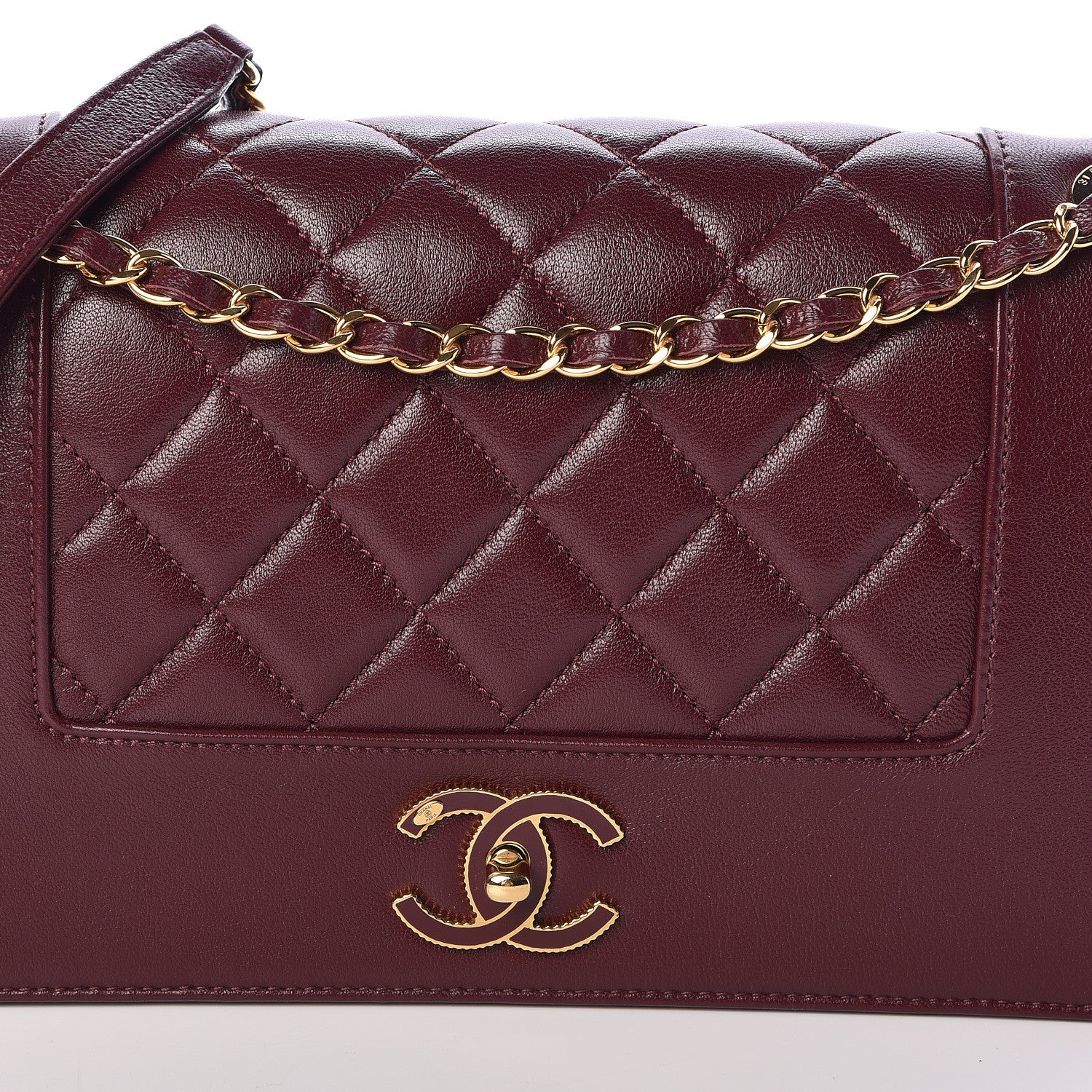 Chanel Sheepskin Quilted Vintage Mademoiselle Flap Dark Red 8 of 10