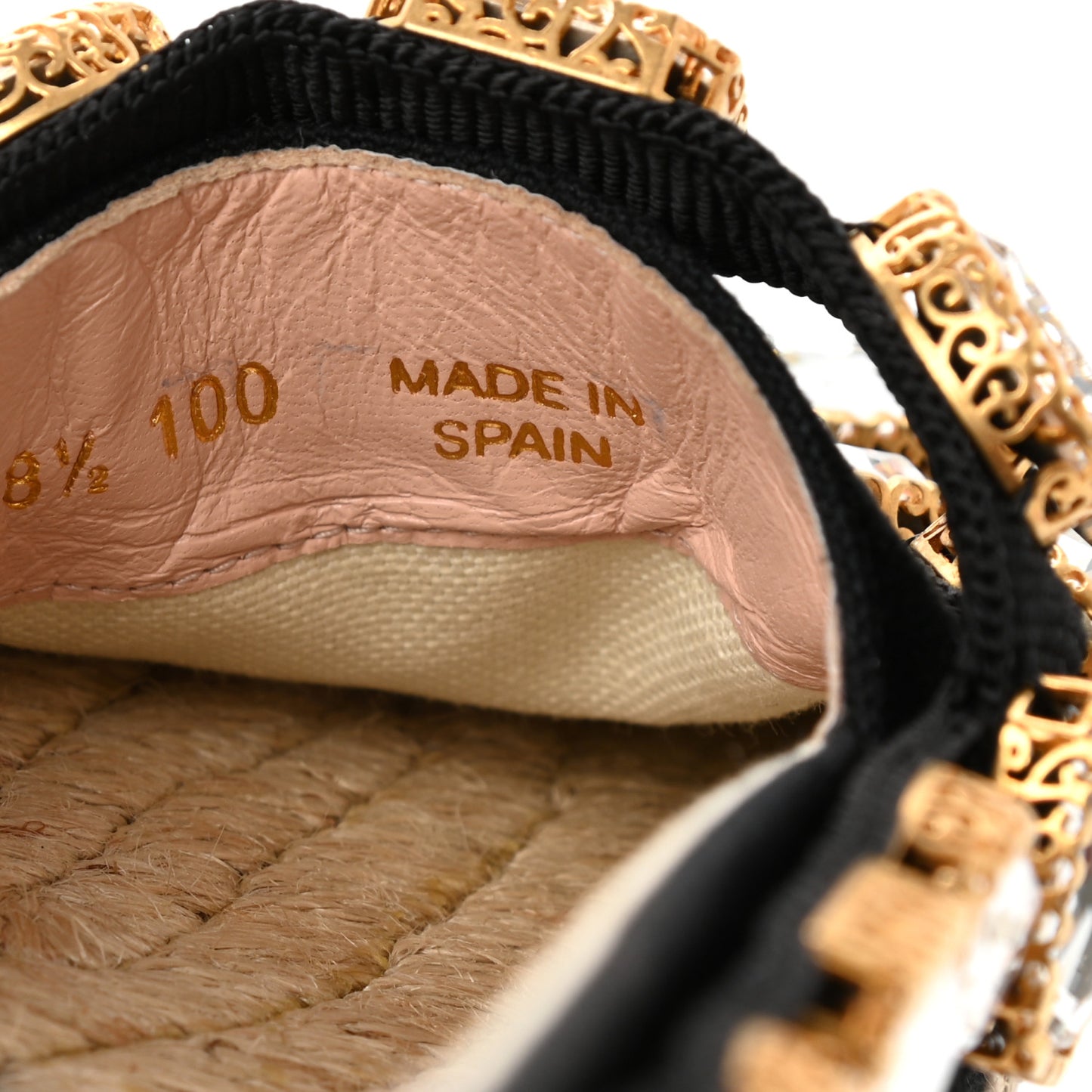 Canvas Crystal Embellished Espadrilles 38.5 Black