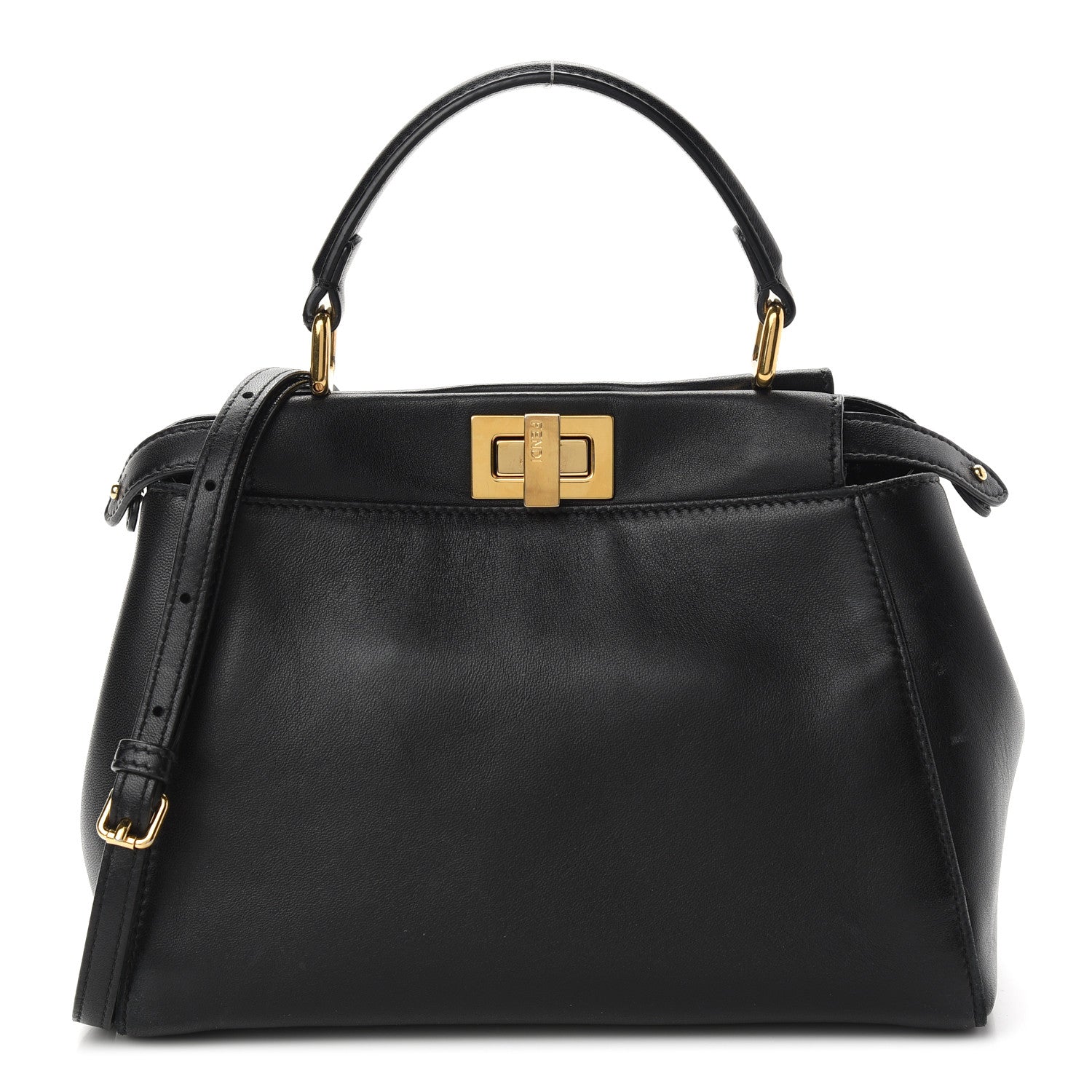 Fendi Nappa Mini Peekaboo Iconic Satchel Black 1 of 10