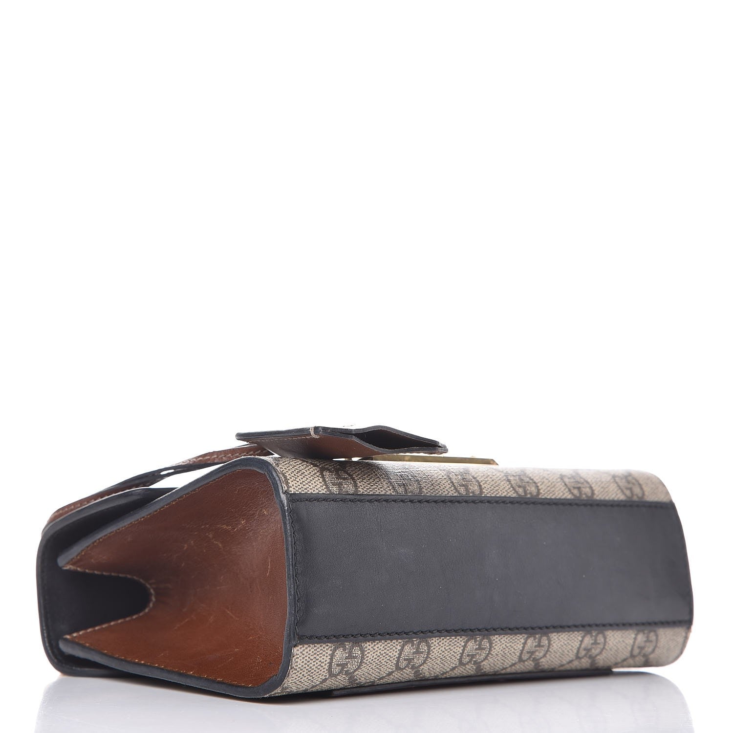 Gucci GG Supreme Monogram Calfskin Small Padlock Shoulder Bag Beige Black Cuir 5 of 10