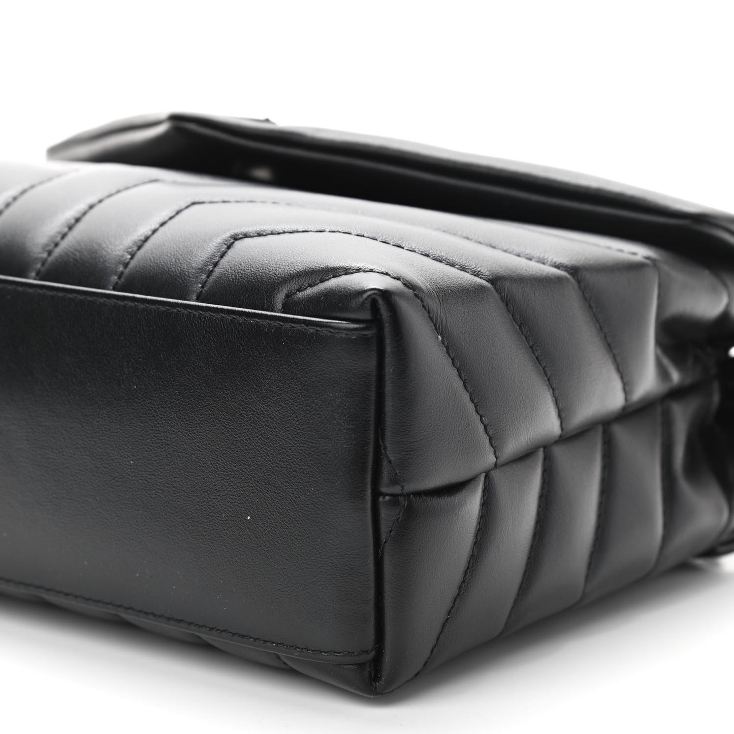 Calfskin Y Quilted Monogram Small Loulou Chain Satchel Black