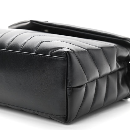 Saint Laurent Calfskin Y Quilted Monogram Small Loulou Chain Satchel Black 9 of 10