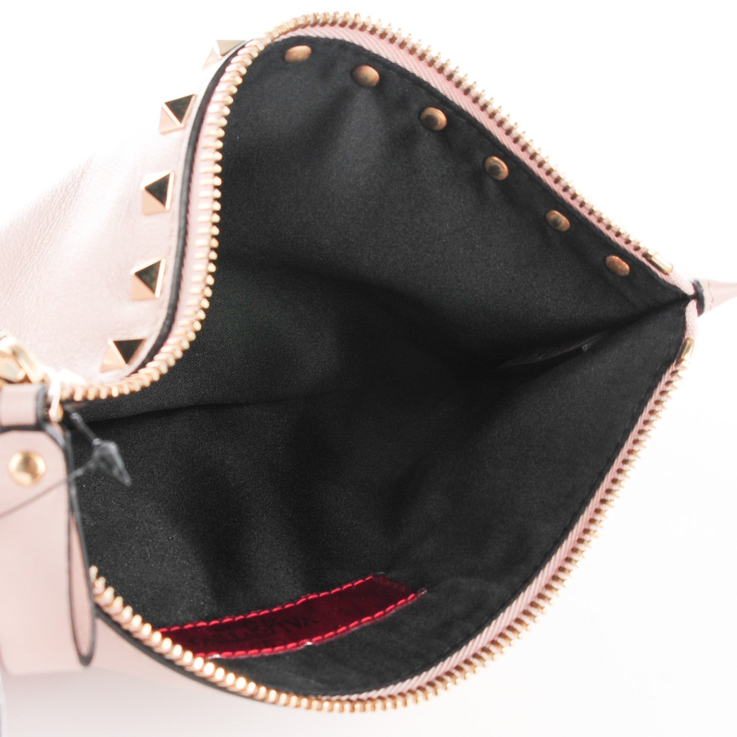 Valentino Garavani Calfskin Medium Rockstud Zip Pouch Poudre 7 of 10