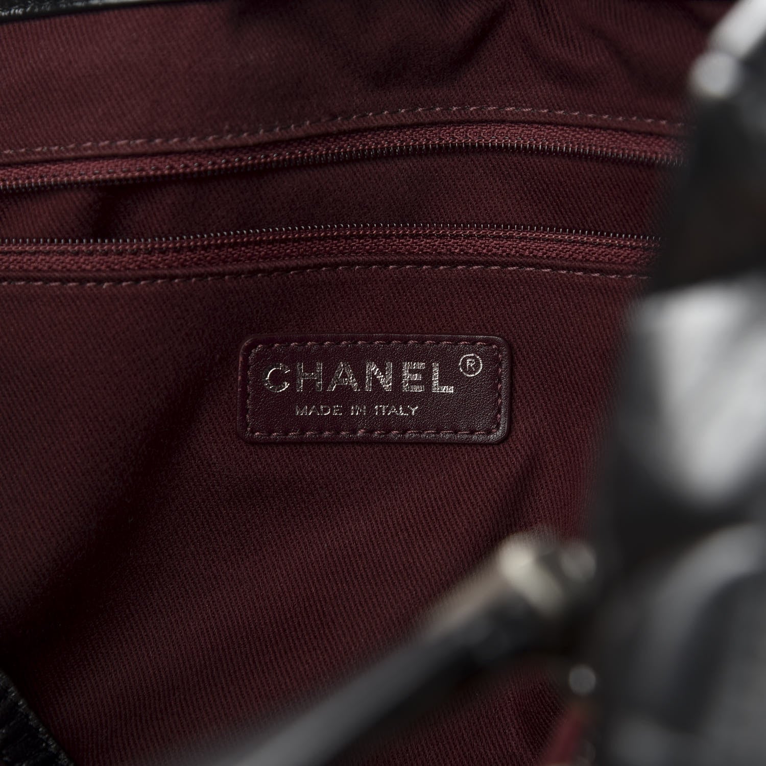 Chanel Glazed Calfskin Quilted Large Nameplate Shopping Tote Black 9 of 10