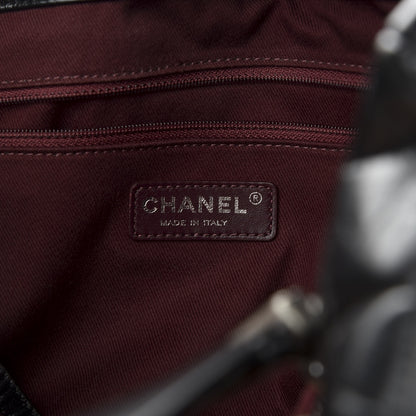 Chanel Glazed Calfskin Quilted Large Nameplate Shopping Tote Black 9 of 10