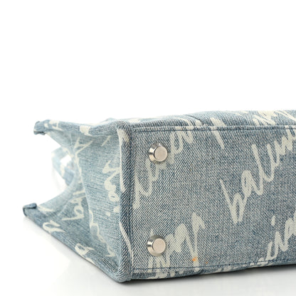 Balenciaga Denim Scribble Logo Small Hardware Tote Blue 8 of 9